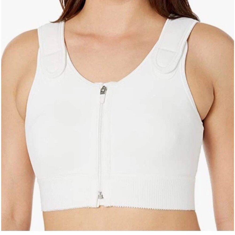 AMOENA Patricia Zip Front Size 44 B/C White Seamless Post-Surgical Bra Support